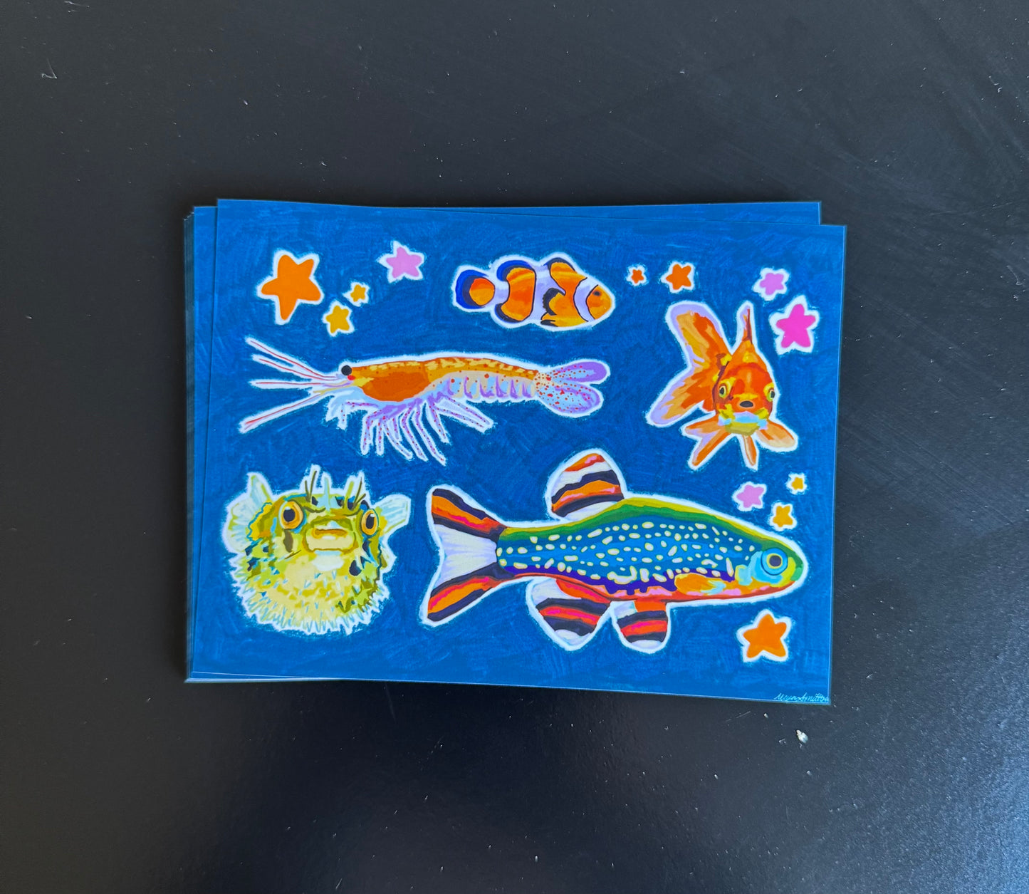 collage of fish, 4x5.33 matte print