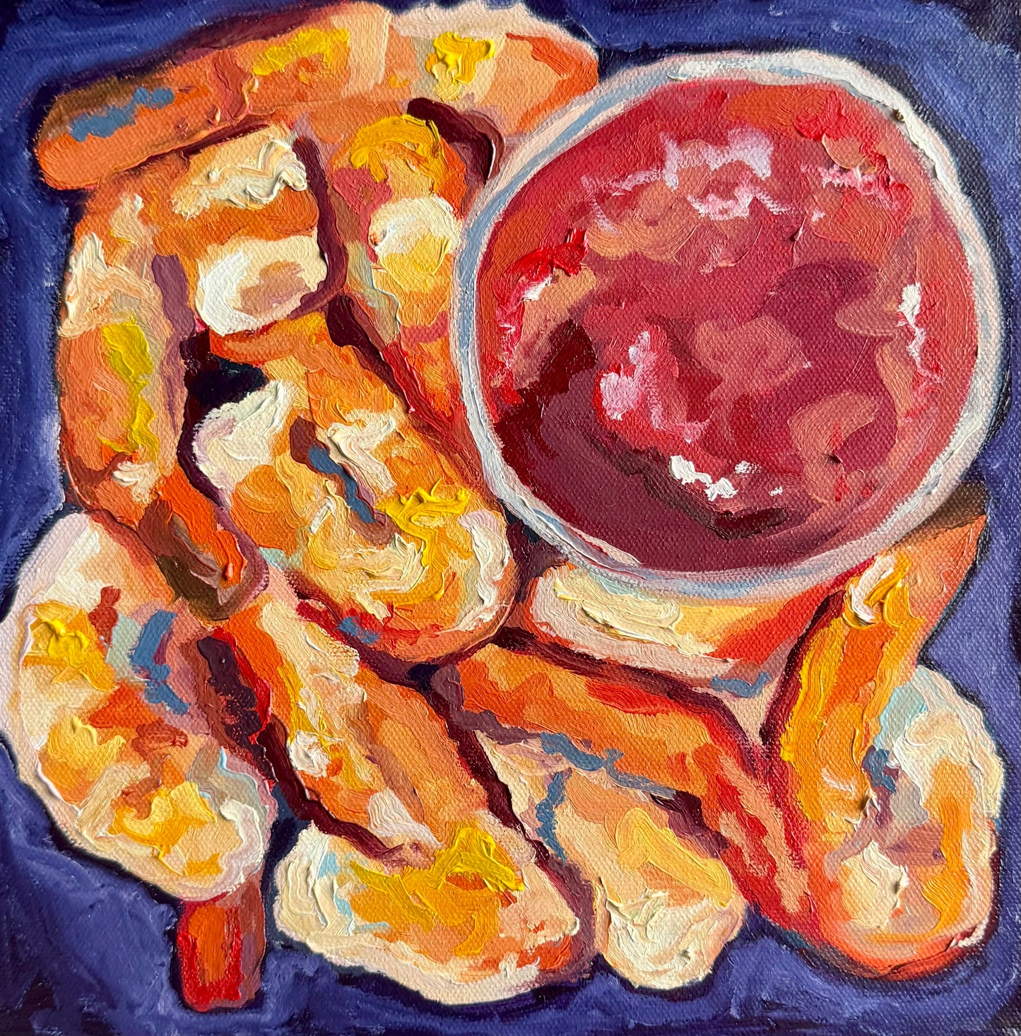 Shrimp, 10x10 Canvas Painting