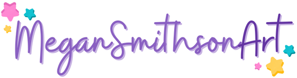 Megan Smithson Art logo with colorful stars on a white background